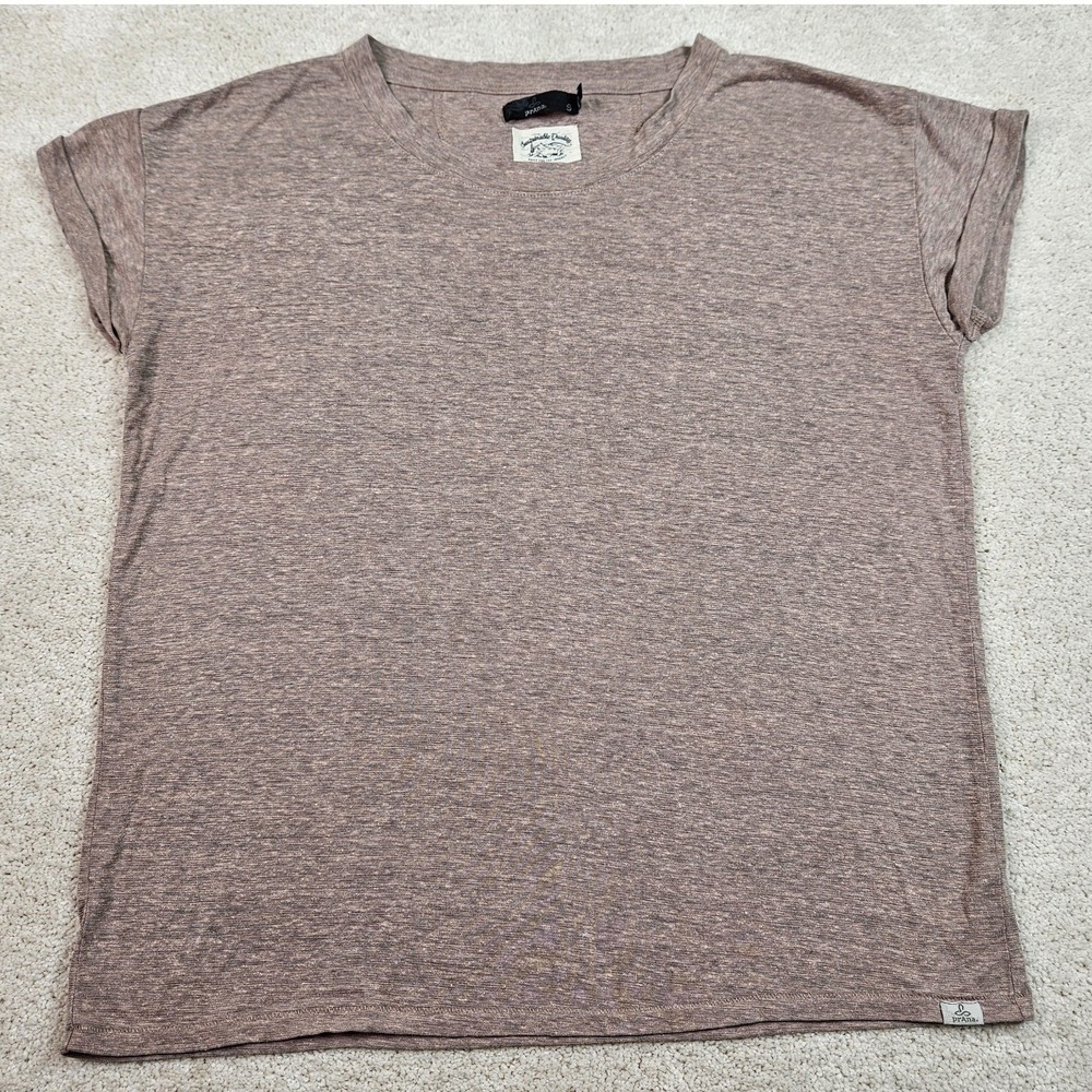 prAna Authentic Prairie Women's S Linen Blend Top Mauve Boho Dolman Slub Tee